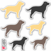 Chocolade, Geel en Zwarte Labradors Sticker Set (Voorkant)