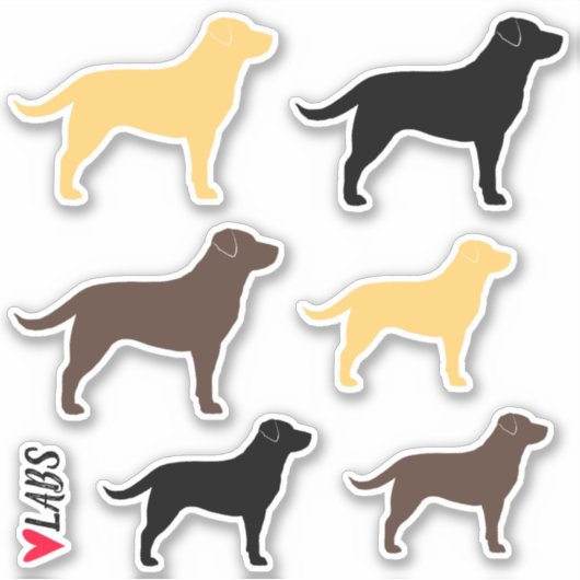 Chocolade, Geel en Zwarte Labradors Sticker Set (Voorkant)
