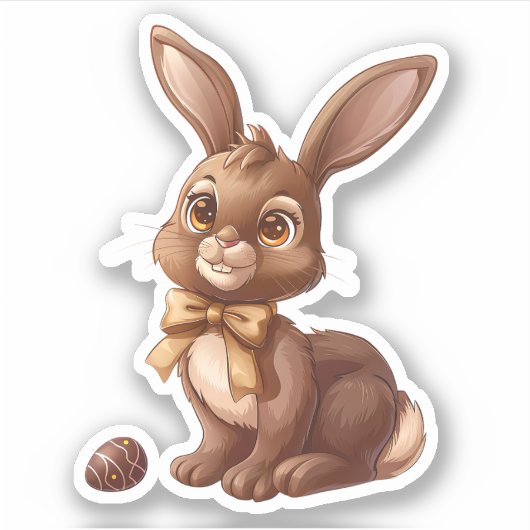 Chocolade gekleurde paashaas en ei sticker (Voorkant)