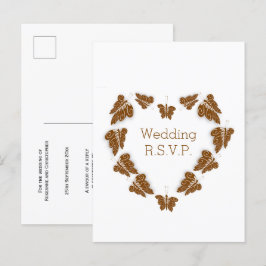 Chocolade Gekleurde Vlinders Ontwerp Wedding RSVP Uitnodiging Briefkaart