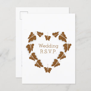 Chocolade Gekleurde Vlinders Ontwerp Wedding RSVP Uitnodiging Briefkaart