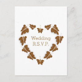 Chocolade Gekleurde Vlinders Ontwerp Wedding RSVP Uitnodiging Briefkaart