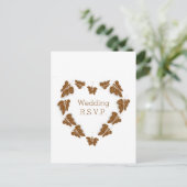 Chocolade Gekleurde Vlinders Ontwerp Wedding RSVP Uitnodiging Briefkaart (Staand voorkant)