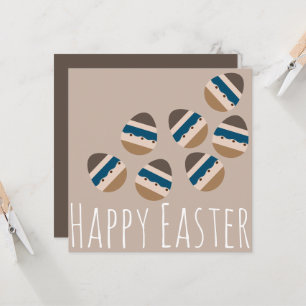 Chocolade Gelukkig Pasen Eieren Aardtint Blauw Bru Kaart