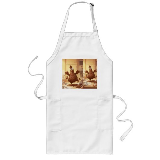 Chocolade Gevederde Bakker – Whimsicalische Keuken Lang Schort (Voorkant)