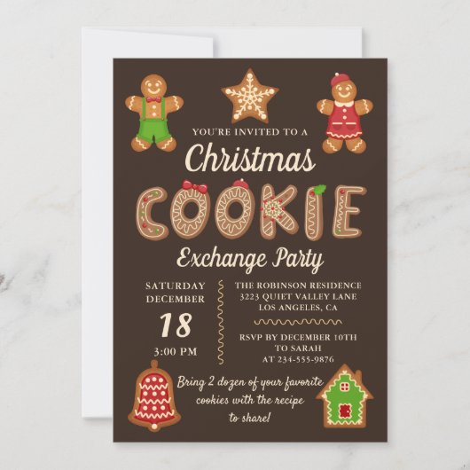 Chocolade Gingerbrood Cookie Swap-kerstfeest Kaart (Voorkant)
