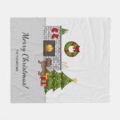 Chocolade Gladde Vacht Dachshund - Kerst Kamer Fleece Deken (Voorkant (Horizontaal))