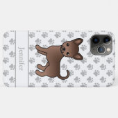 Chocolade Gladharige Chihuahua Cartoon Hond & Naam Case-Mate iPhone Case (Achterkant (horizontaal))