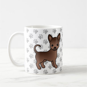 Chocolade Gladharige Chihuahua Cartoon Hond & Poot Koffiemok