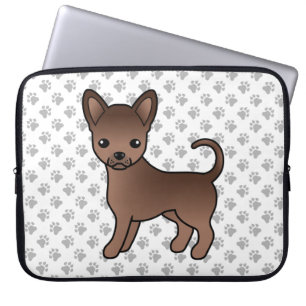Chocolade Gladharige Chihuahua Cartoon Hond & Poot Laptop Sleeve