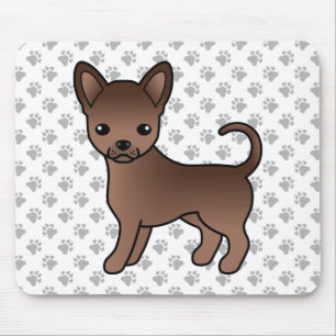 Chocolade Gladharige Chihuahua Cartoon Hond & Poot Muismat