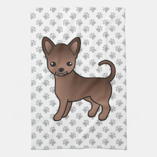 Chocolade Gladharige Chihuahua Cartoon Hond & Poot Theedoek