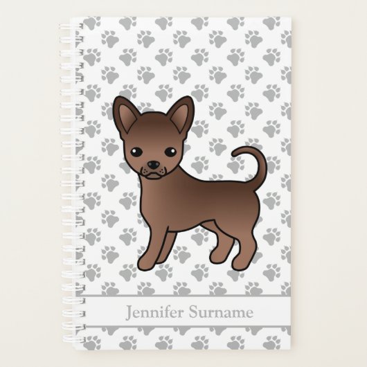 Chocolade Gladharige Chihuahua Hond & Aangepaste T Planner (Voorkant)