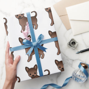 Chocolade Gladharige Chihuahua Mooie Hond Patroon Cadeaupapier
