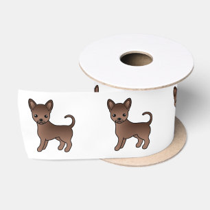 Chocolade Gladharige Chihuahua Schattige Cartoon H Satijnen Lint