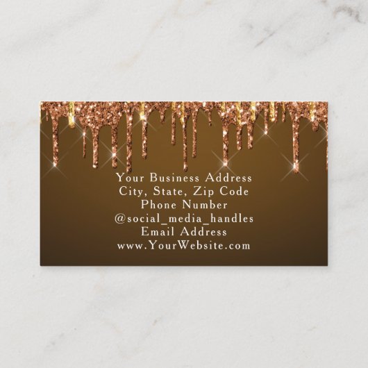 Chocolade Glam Glitter Drip Mode Stylist Modern Visitekaartje (Achterkant)