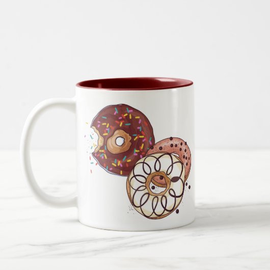 Chocolade Glaze met de Waterverf van Sprinkles Don Tweekleurige Koffiemok (Links)