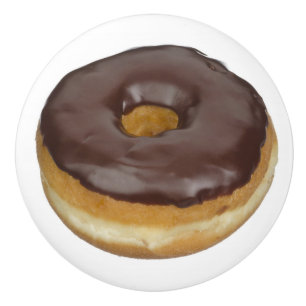 Chocolade Glazed Donut Doughnut Foto Keramische Knop