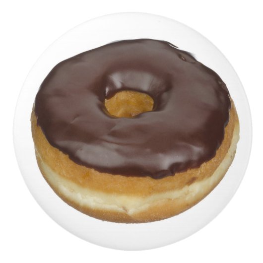 Chocolade Glazed Donut Doughnut Foto Keramische Knop (Voorkant)