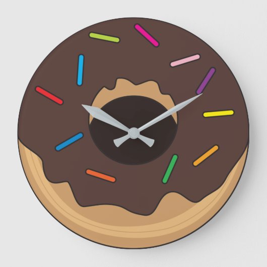 Chocolade Glazed Donut met sprinken Grote Klok (Voorkant)