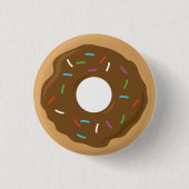 Chocolade Glazed Donut Pin Ronde Button 3,2 Cm (Voorkant)