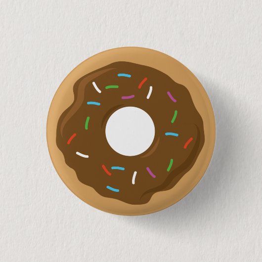 Chocolade Glazed Donut Pin Ronde Button 3,2 Cm (Voorkant)