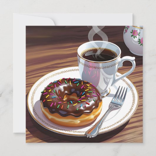 Chocolade Glazuur Donut en Koffie (Voorkant)