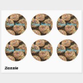 Chocolade glazuur verjaardag cupcakes ronde sticker (Vel)
