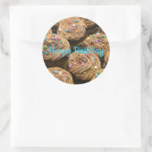 Chocolade glazuur verjaardag cupcakes ronde sticker (Tas)