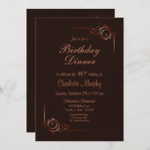 Chocolade Gold Floral Leaf 40e verjaardag Dinner Kaart (Voorkant / Achterkant)