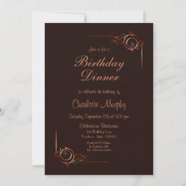 Chocolade Gold Floral Leaf Birthday Dinner Invite Kaart