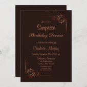 Chocolade Gold Floral Surprise Birthday Dinner Kaart (Voorkant / Achterkant)