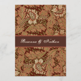 Chocolade & Gold Vintag Damask Wedding Invitation Kaart
