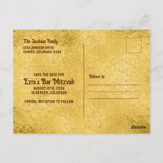 Chocolade Golden Ticket Bar Mitzvah Sla de datum o Briefkaart (Achterkant)