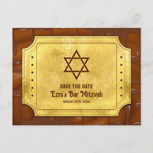 Chocolade Golden Ticket Bar Mitzvah Sla de datum o Briefkaart (Voorkant)