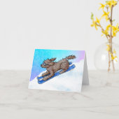 Chocolade Goldendoodle DoodleMoji Kaart (Gele Bloem)