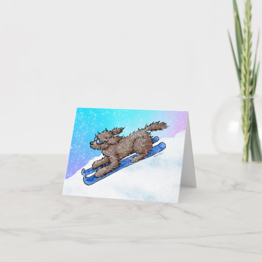 Chocolade Goldendoodle DoodleMoji Kaart (Voorkant)