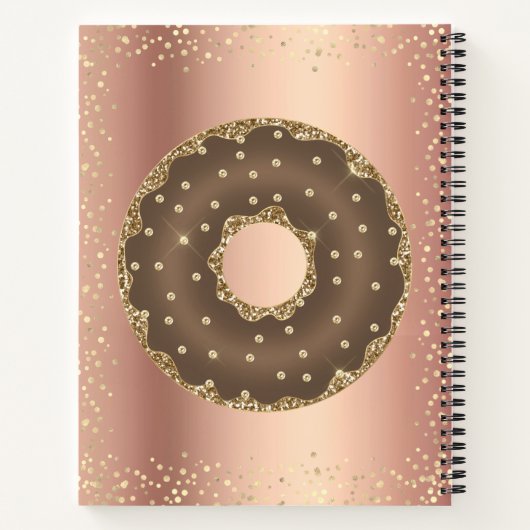 Chocolade goud glitter donuts koper ombre naam notitieboek (Achterkant)