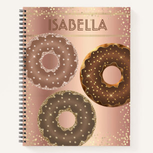 Chocolade goud glitter donuts koper ombre naam notitieboek
