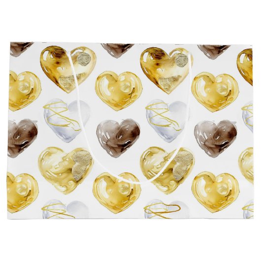 Chocolade Goud Wit Harten Verjaardag Groot Cadeauzakje (Achterkant)