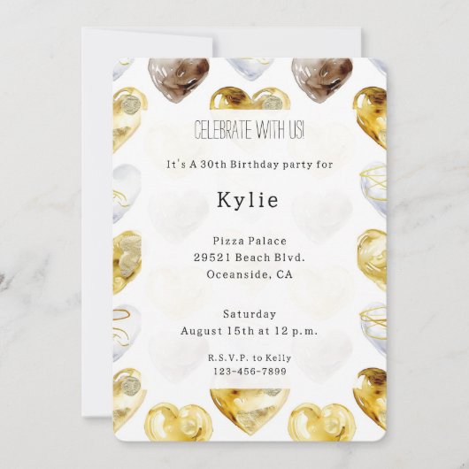 Chocolade Goud Wit Harten Verjaardag Kaart (Voorkant)