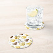 Chocolade Goud Witte Harten Bruidsdouche Ronde Kartonnen Onderzetter (Insitu)