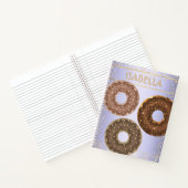 Chocolade gouden glitter donuts paarse ombre naam notitieboek (Binnen)