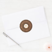 Chocolade gouden glitters donut monogram glamour v ronde sticker (Envelop)