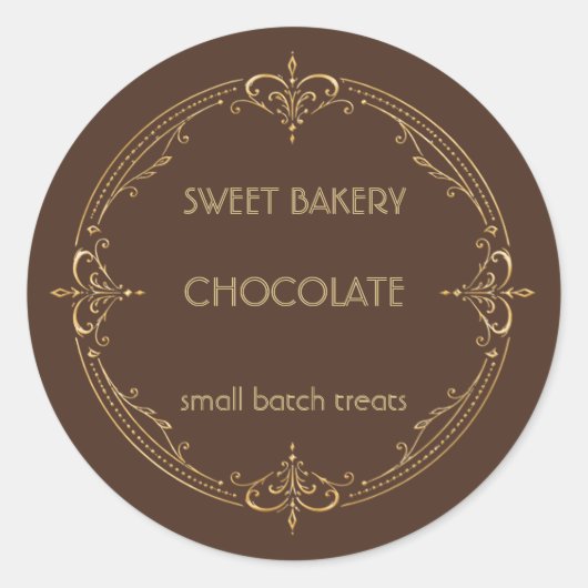 Chocolade Gouden Klein Zakelijk Backlabel Ronde Sticker (Voorkant)
