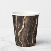 Chocolade Gouden Krullen Bloemachtige Bruiloft Papieren Bekers (Achterkant)