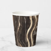 Chocolade Gouden Krullen Bloemige Bruiloft Papieren Bekers (Rechts)