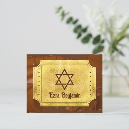 Chocolade Gouden Ticket Bar Bat Mitzvah Dank u Bedankkaart (Staand voorkant)