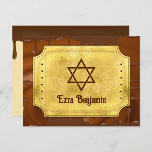 Chocolade Gouden Ticket Bar Bat Mitzvah Dank u Bedankkaart (Voorkant / Achterkant)