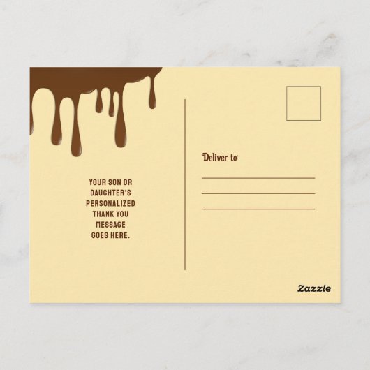 Chocolade Gouden Ticket Bar Bat Mitzvah Dank u Briefkaart (Achterkant)